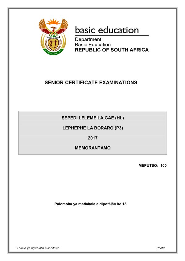 Sepedi Hl P3 Memo Gr12