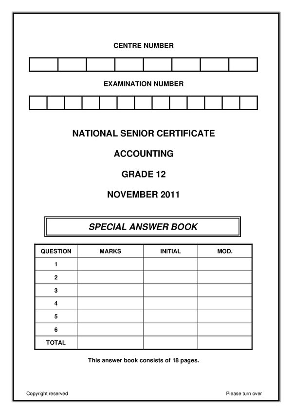 Paper 1 Answer Book (English) Gr12