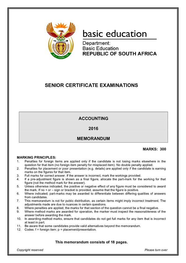 Grade 12 English past paper 2016 – Memo 1 (English) gr12