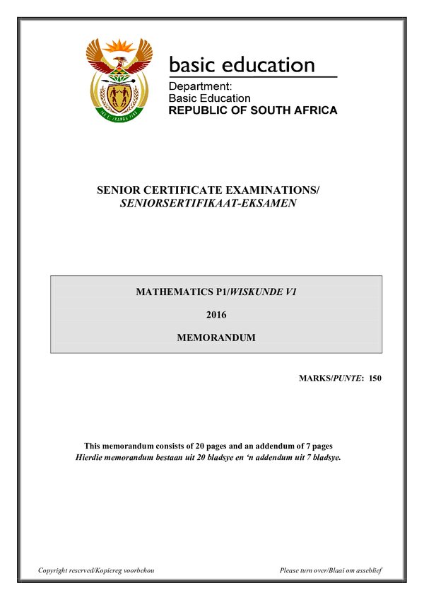 Memo 1 (Afrikaans And English) Gr12