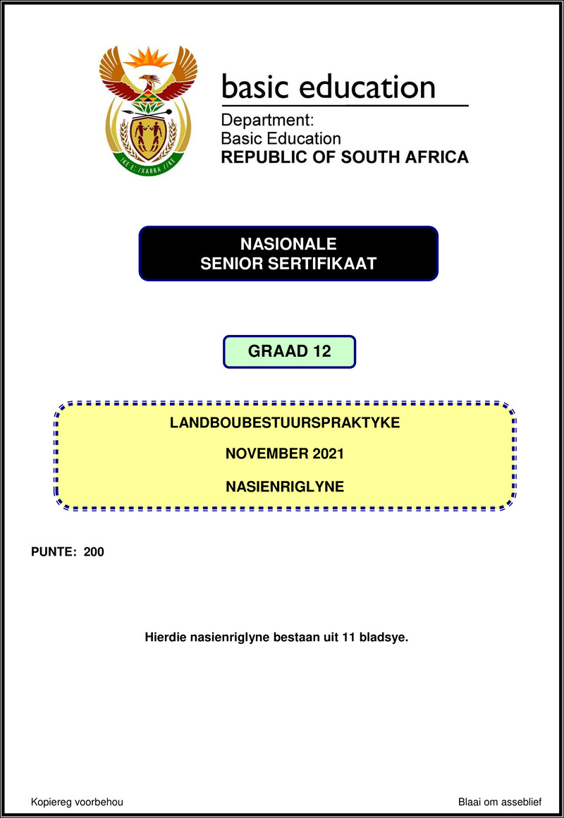 Grade 12 Ontwerp past paper 2021 – agricultural management practices nov 2021 mg afr gr12