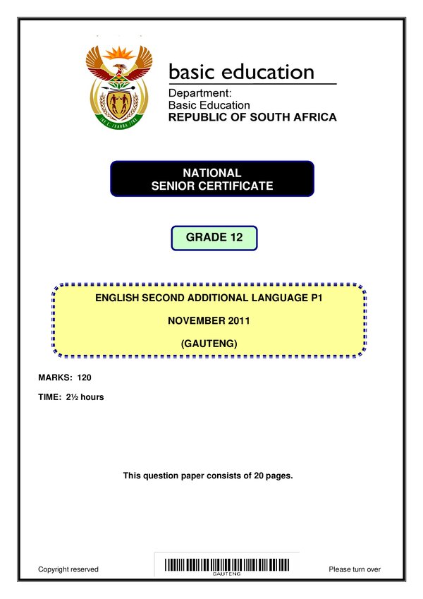 English Sal P1 (Gauteng)