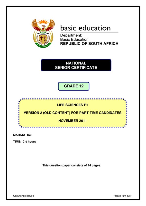 Life Sciences Paper 1 Version 2 (English)