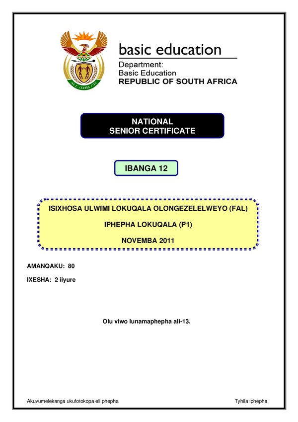 Isixhosa Fal P1