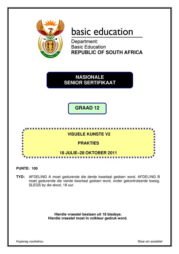Visual Arts Paper 2 (Afrikaans)