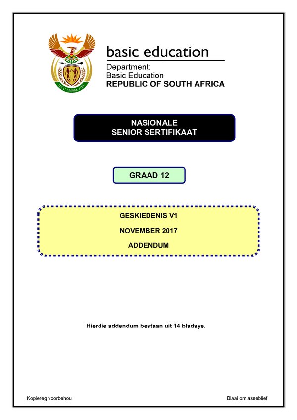 History Paper 1 Addendum (Afrikaans)