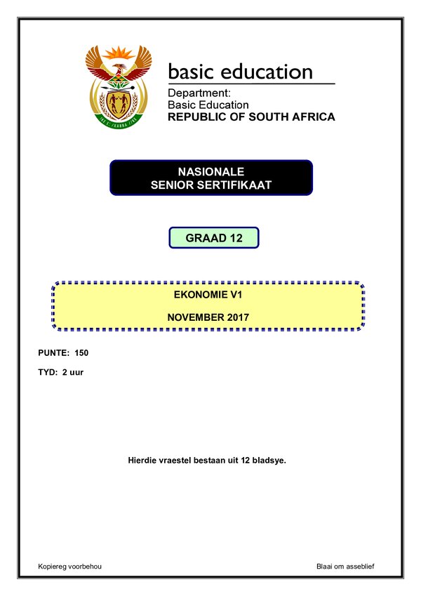 Economics Paper 1 (Afrikaans)