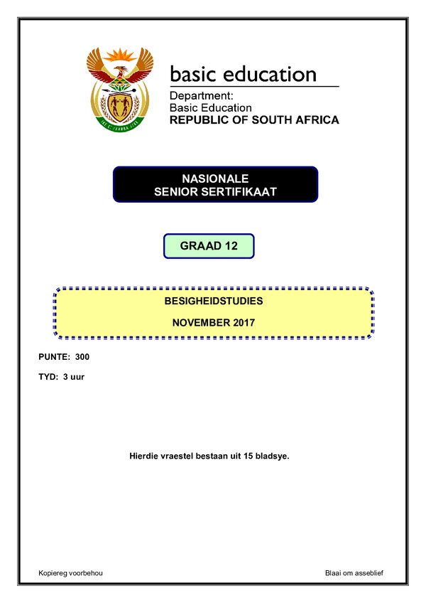 Business Studies Paper 1 (Afrikaans)