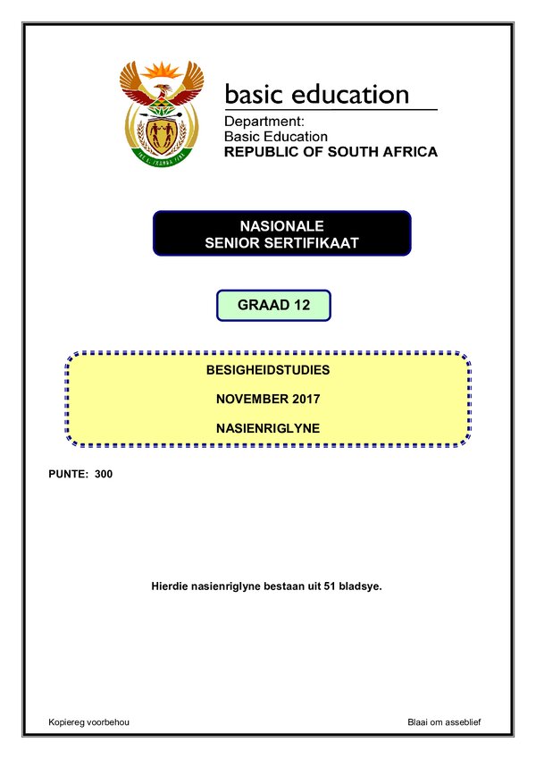 Business Studies Memo 1 (Afrikaans)