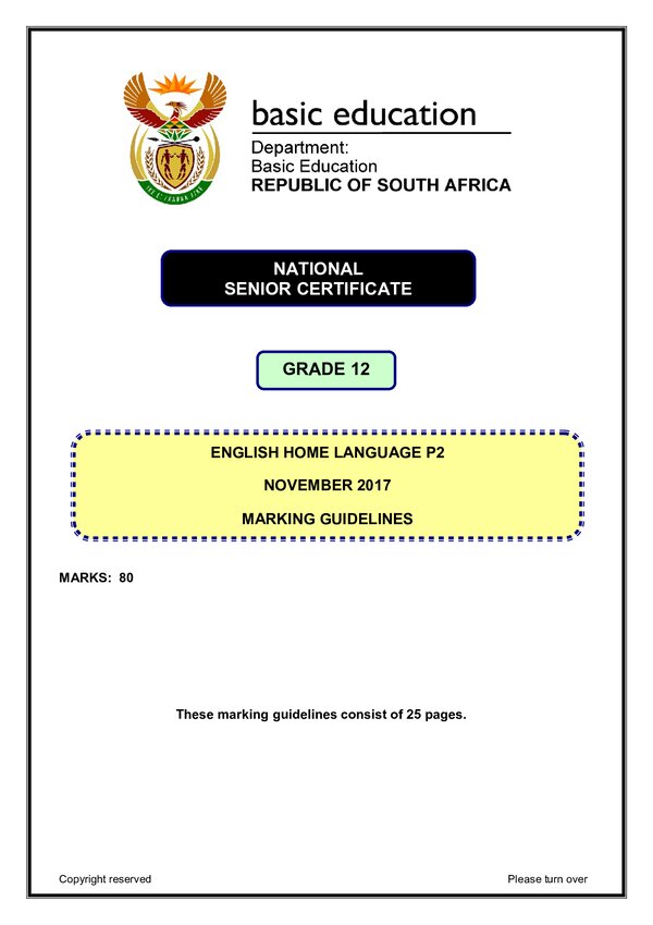 English Hl P2 Memo