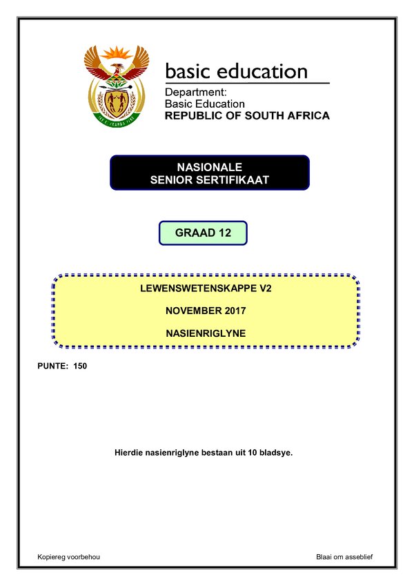 Life Sciences Memo 2 (Afrikaans)