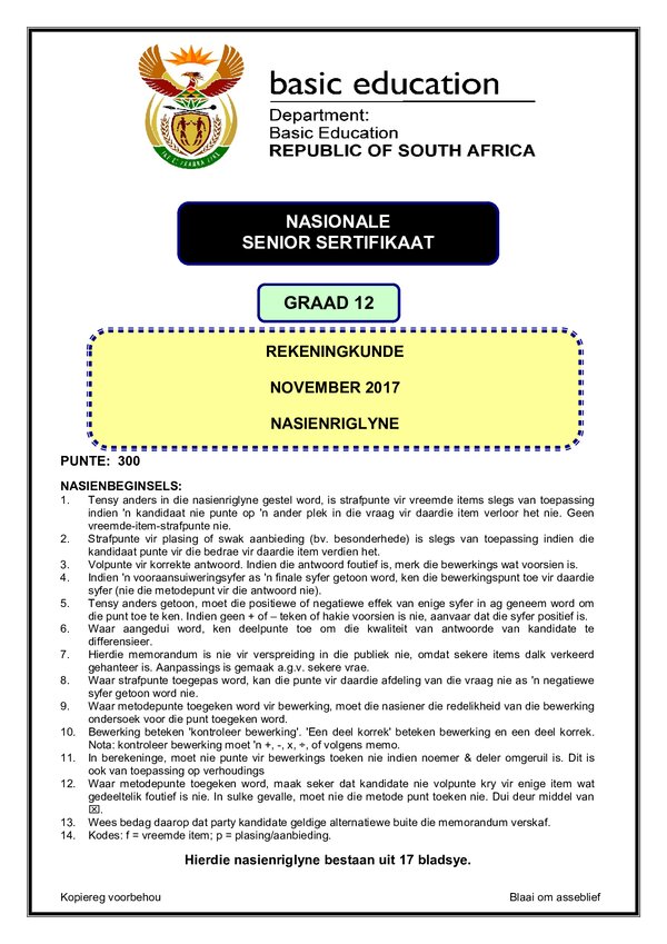 Accounting Memo 1 (Afrikaans)