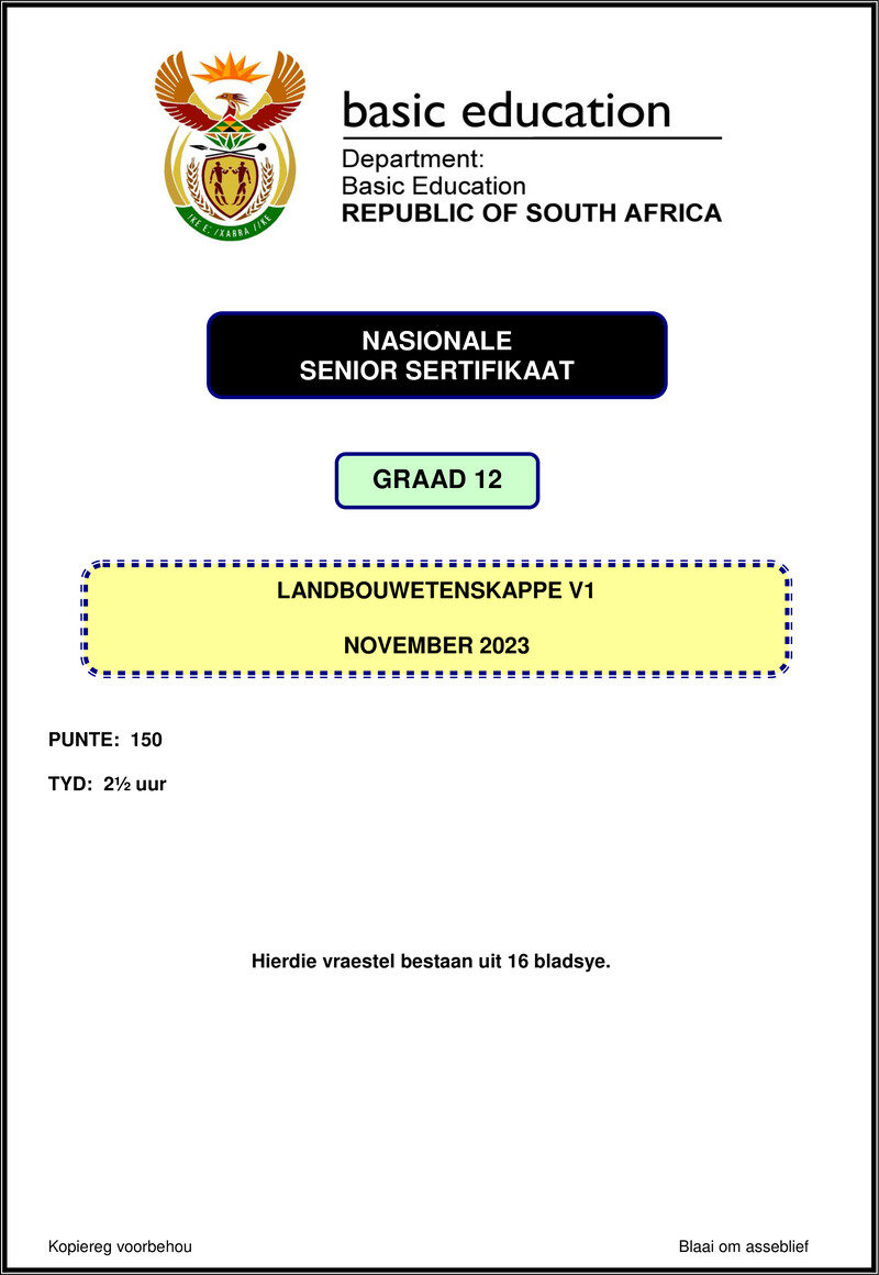Agricultural Sciences P1 Nov 2023 Afr Gr12