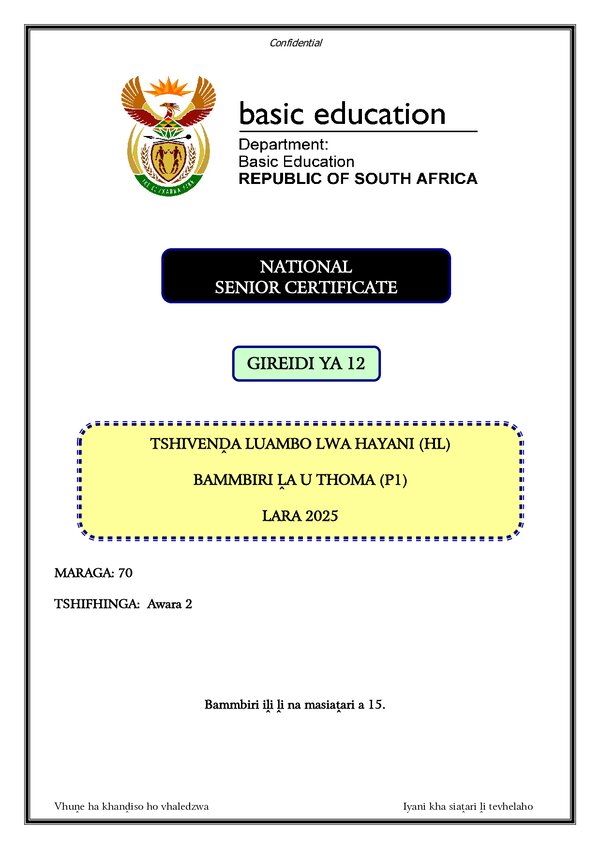 Tshivenda Hl P1