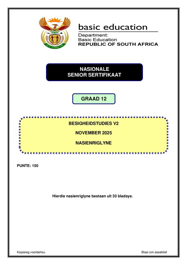 Business Studies Memo 2 (Afrikaans)