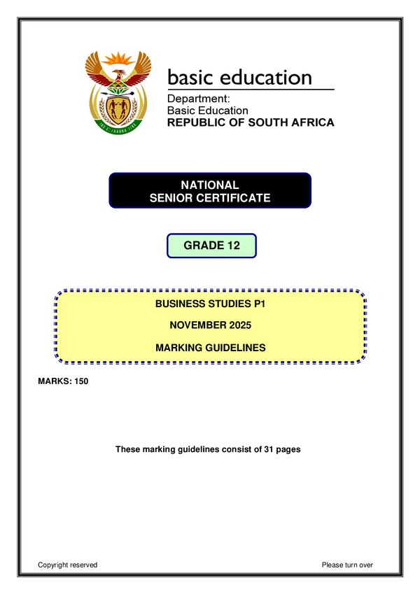 Business Studies Memo 1 (English)
