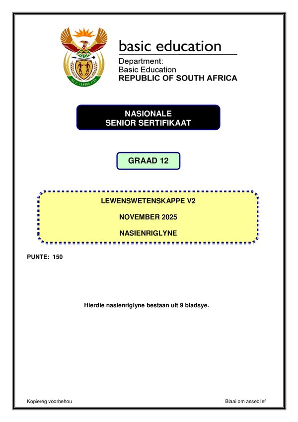 Life Sciences Memo 2 (Afrikaans)