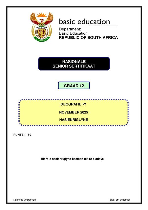 Geography Memo 1 (Afrikaans)