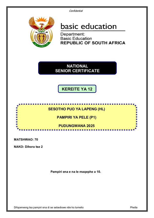 Sesotho Hl P1