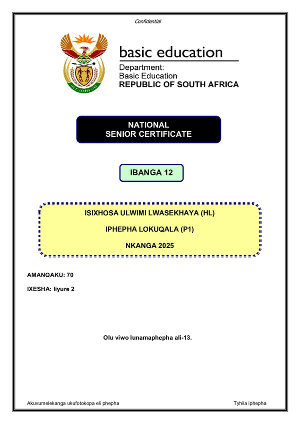 Isixhosa Hl P1