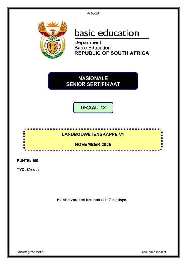 Agricultural Sciences Paper 1 (Afrikaans)