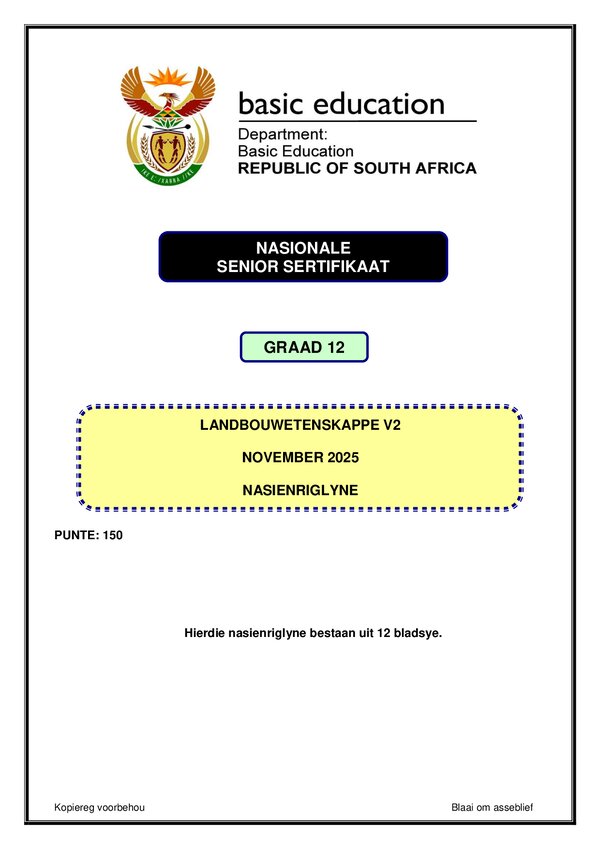 Agricultural Sciences Memo 2 (Afrikaans)