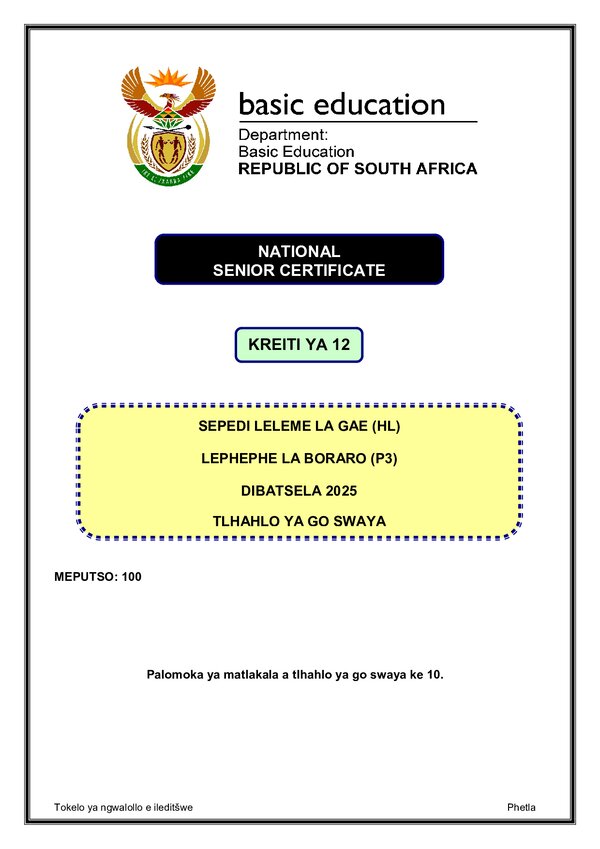 Sepedi Hl P3 Memo