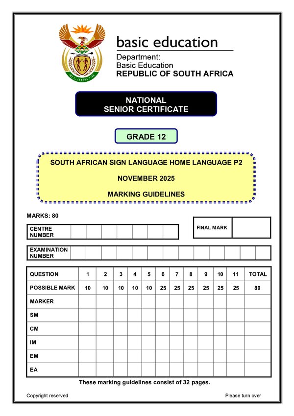 South African Sign Language Final Sasl Hl Memo 2