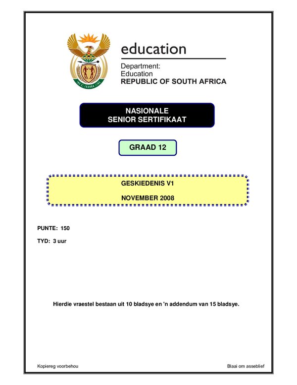 History P1 Afrikaans
