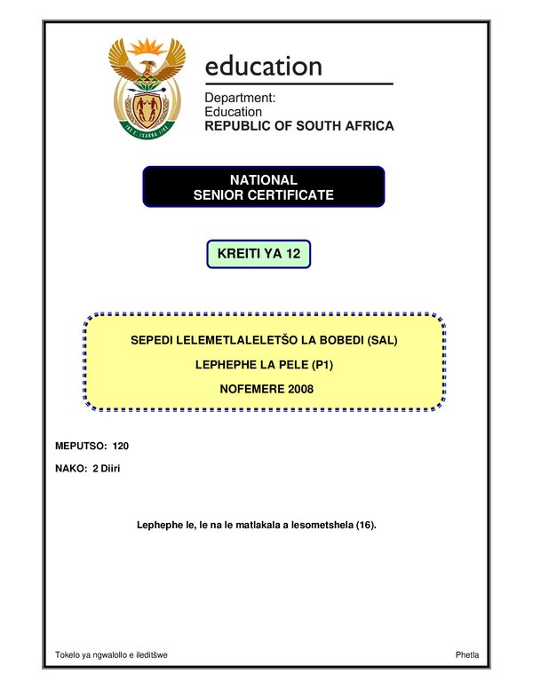 Sepedi Sal P1 (Limpopo)