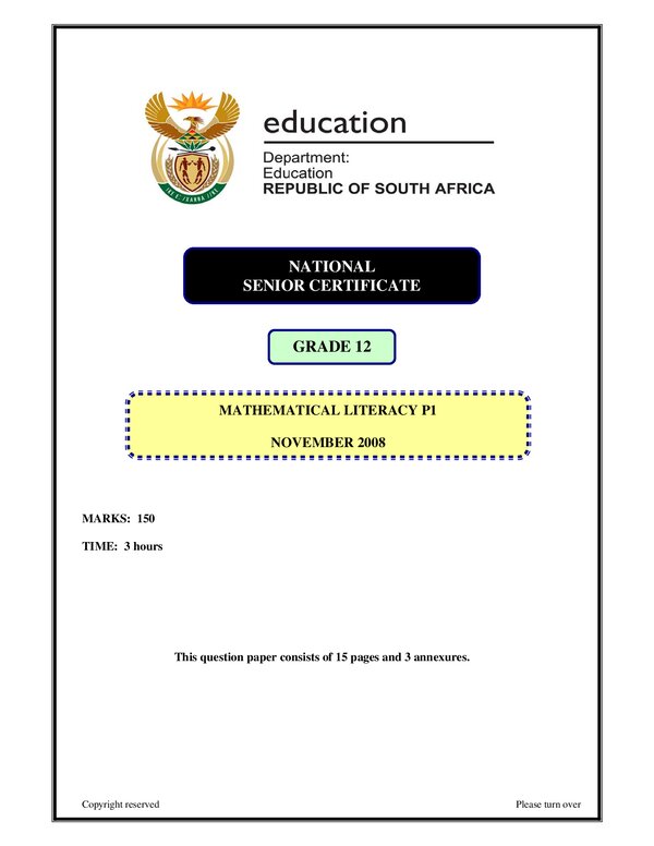 Mathematical Literacy P1 English