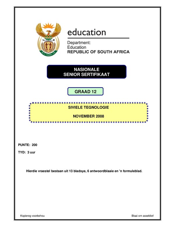 Civil Technology P1 Afrikaans