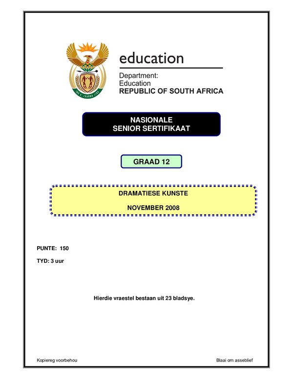 Dramatic Arts P1 Afrikaans