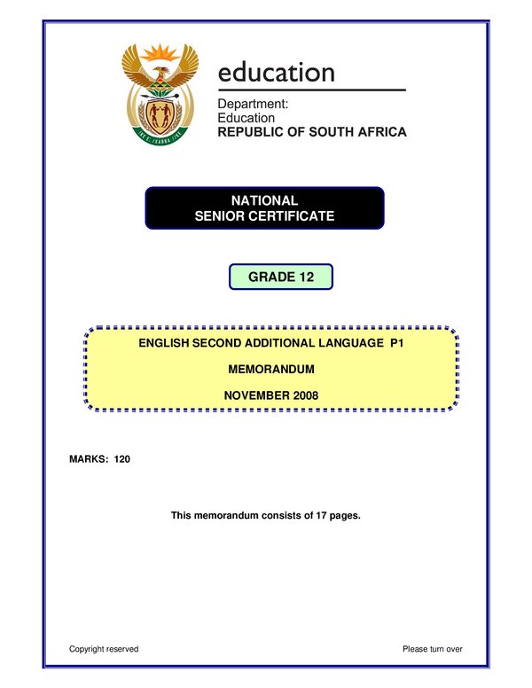 English Sal P1 (Limpopo) Memo
