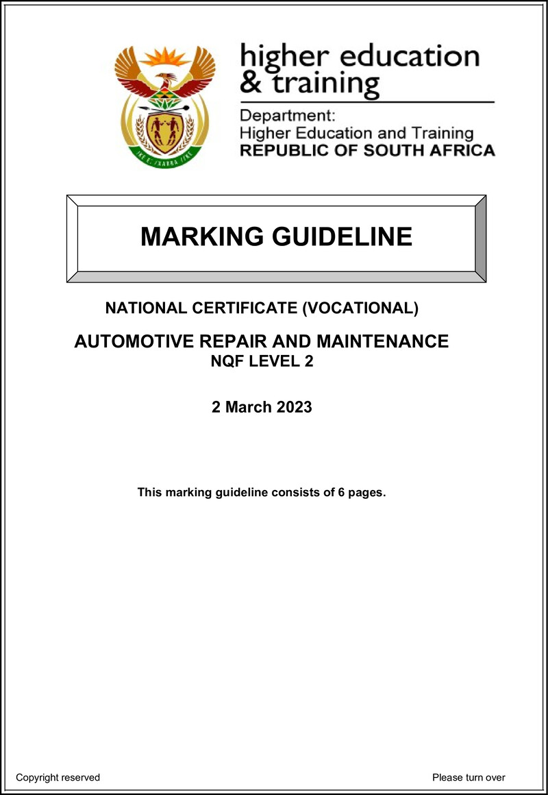 Automotive Repair And Maintenance L2 Feb Supp Memo 2023