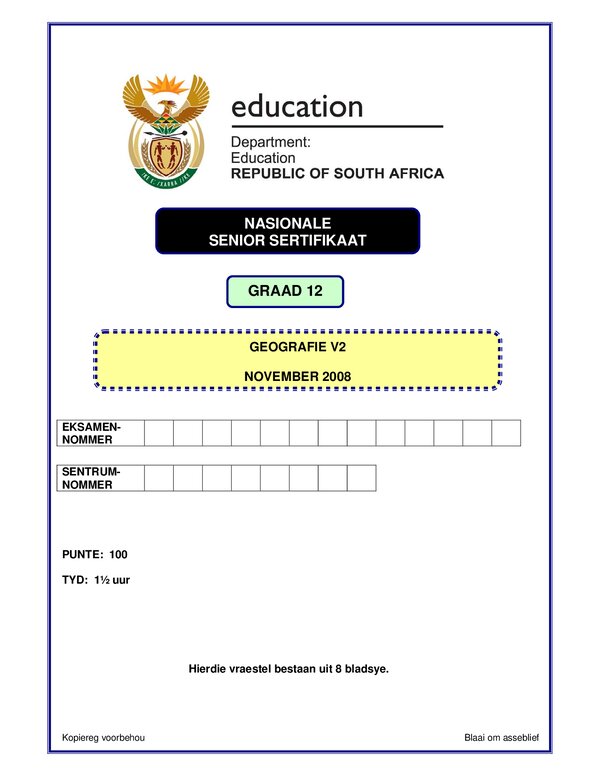 Geography P2 Afrikaans
