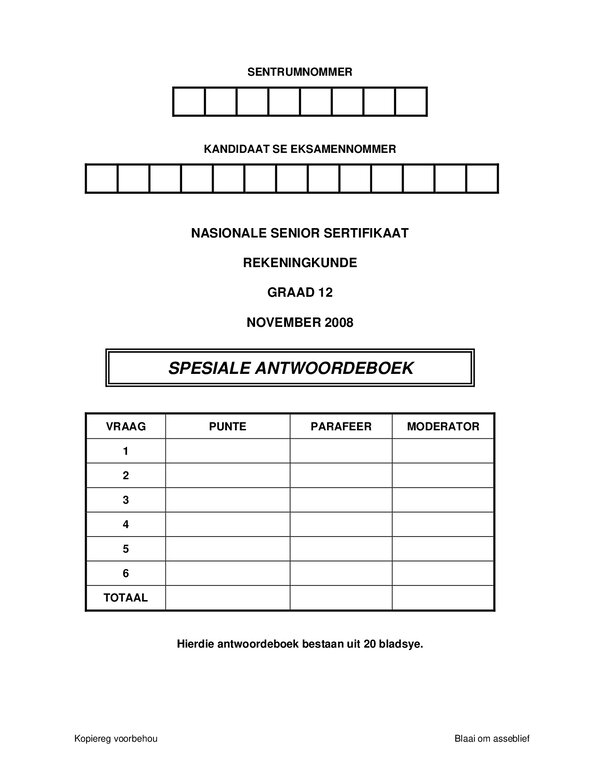 Accounting Afrikaans Answer Book