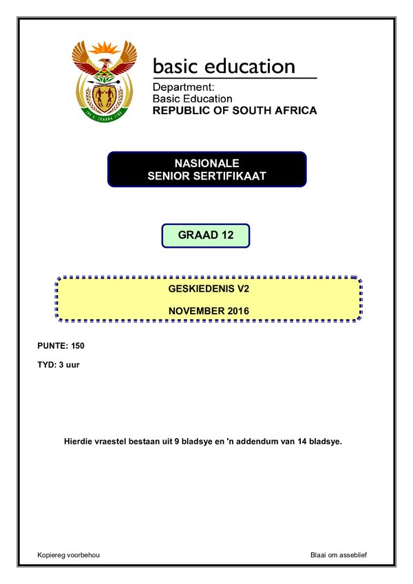 History Paper 2 (Afrikaans)
