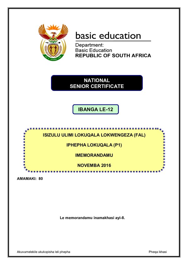 Grade 12 isiZulu past paper 2002 – IsiZulu FAL P1 memo