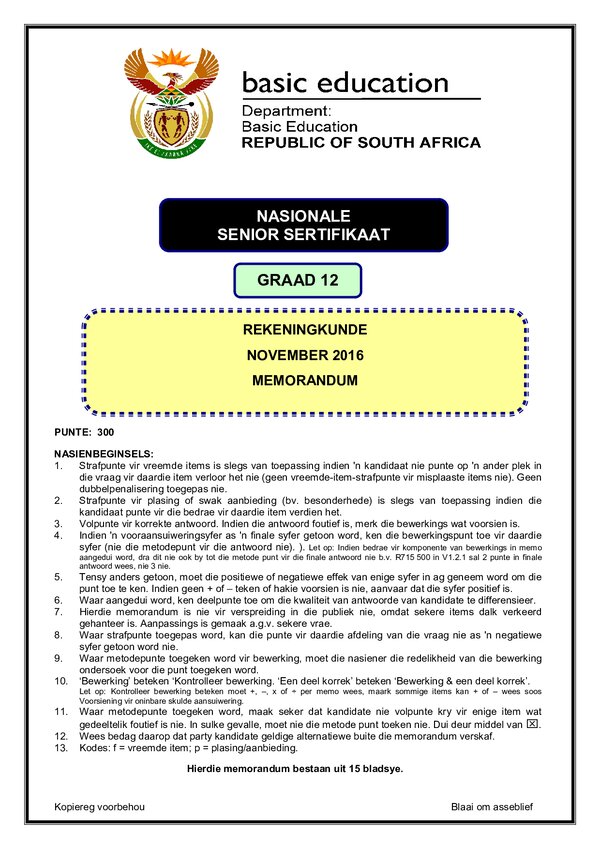 Accounting Memo 1 (Afrikaans)