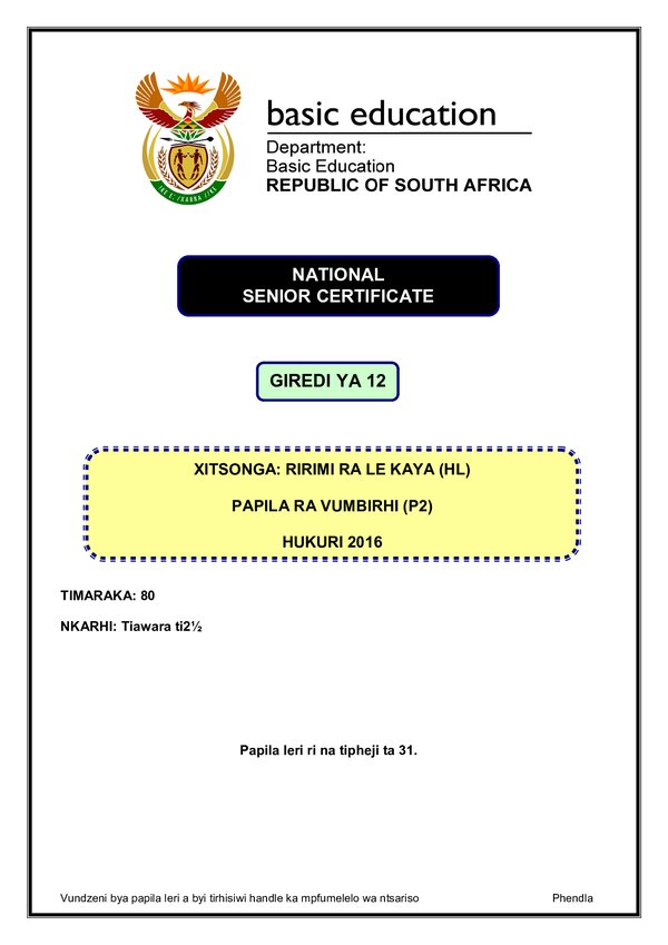 Xitsonga Hl P2