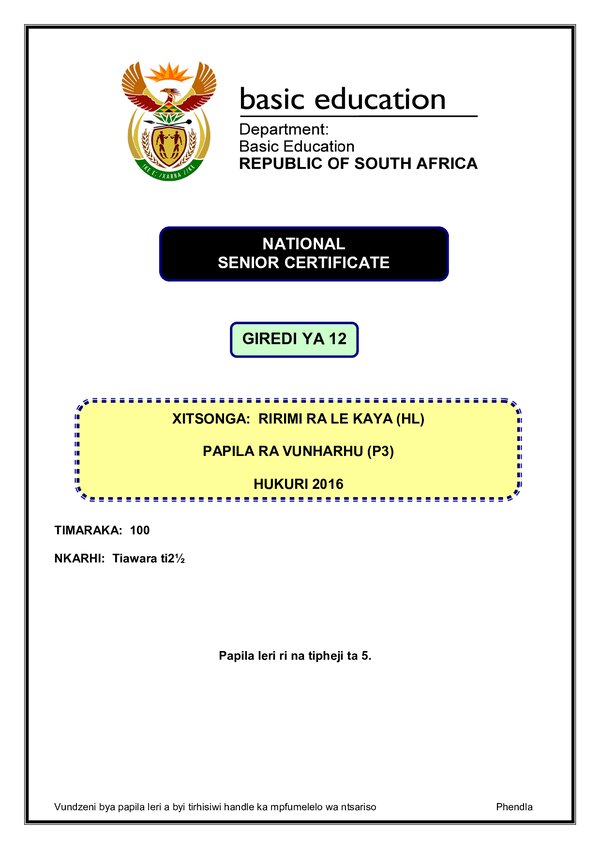 Xitsonga Hl P3