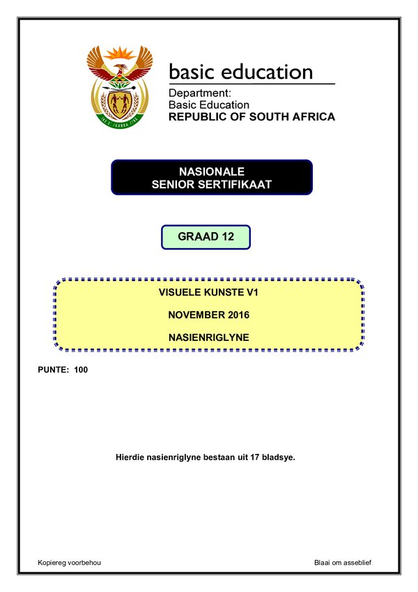 Visual Arts Memo 1 (Afrikaans)