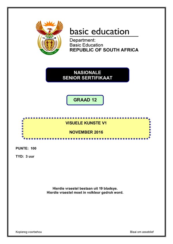 Visual Arts Paper 1 (Afrikaans)