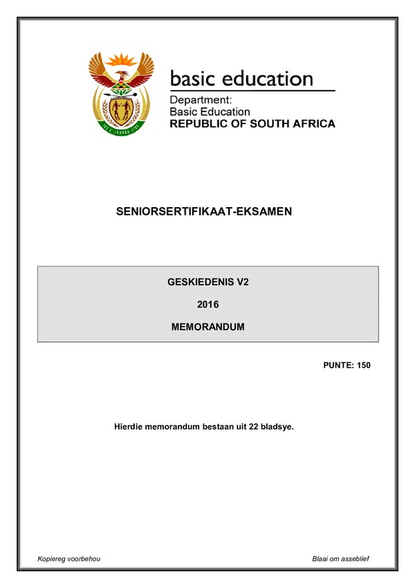 History Memo 2 (Afrikaans)