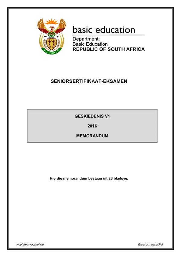 History Memo 1 (Afrikaans)
