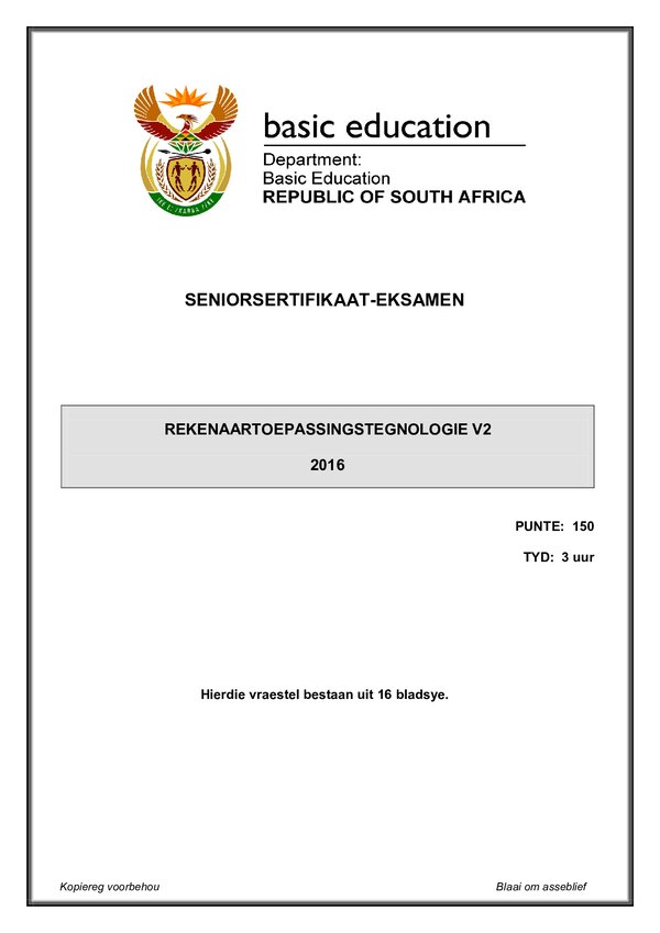 Computer Application Technology Paper 2 (Afrikaans)