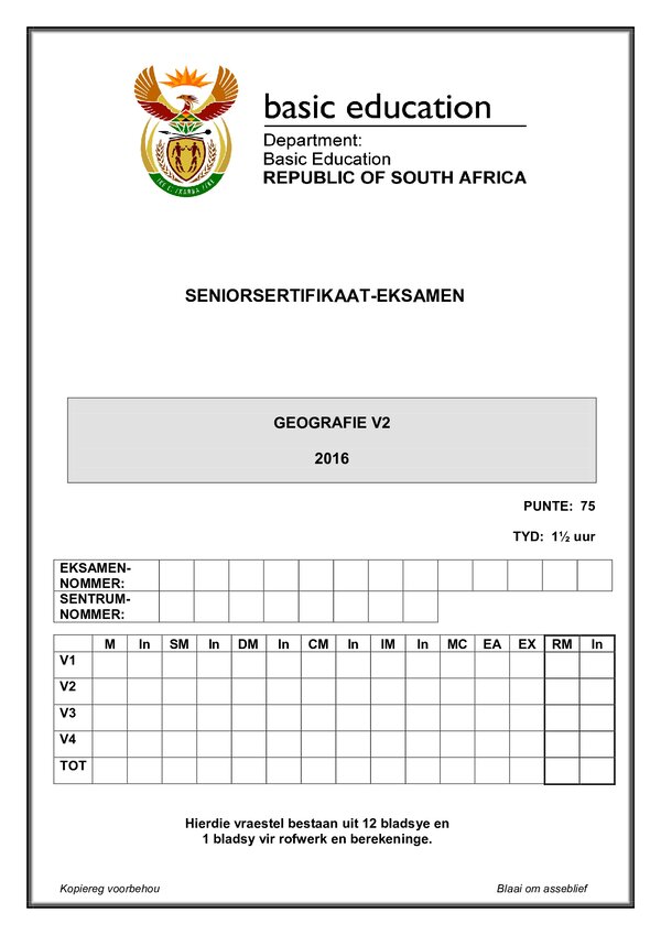 Geography Paper 2 (Afrikaans)