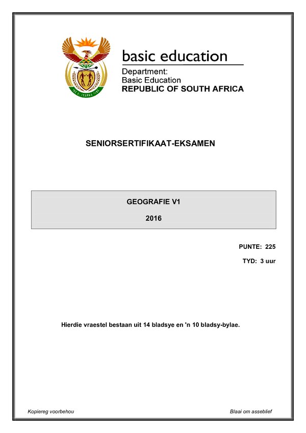 Geography Paper 1 (Afrikaans)