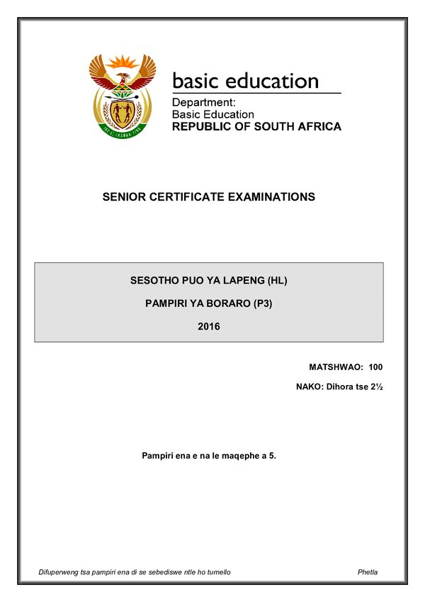 Sesotho Hl P3